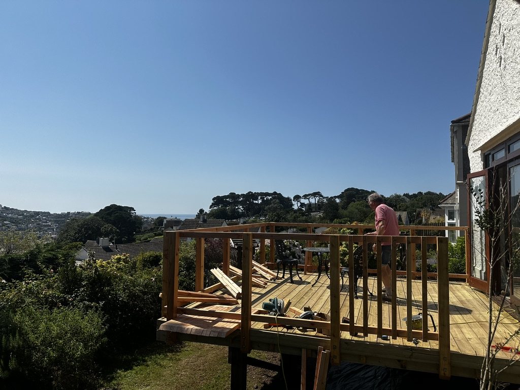 Balustrade posts and rails being fitted