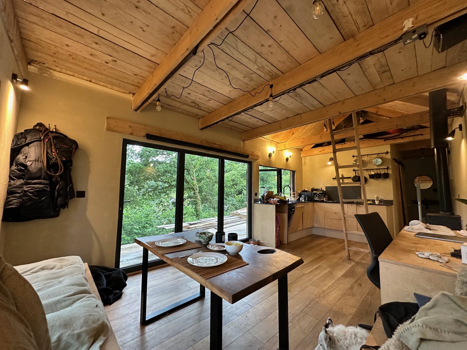 Inside the Treehouse near Fowey, a timber-frame cabin designed and built by Thoughtful